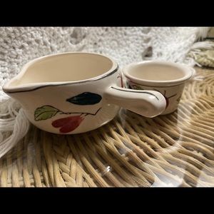 Italian pottery creamer and small bowl hand paint